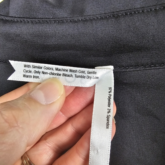 SOMA Satin Black Button Front Sleepshirt - Picture 8 of 14